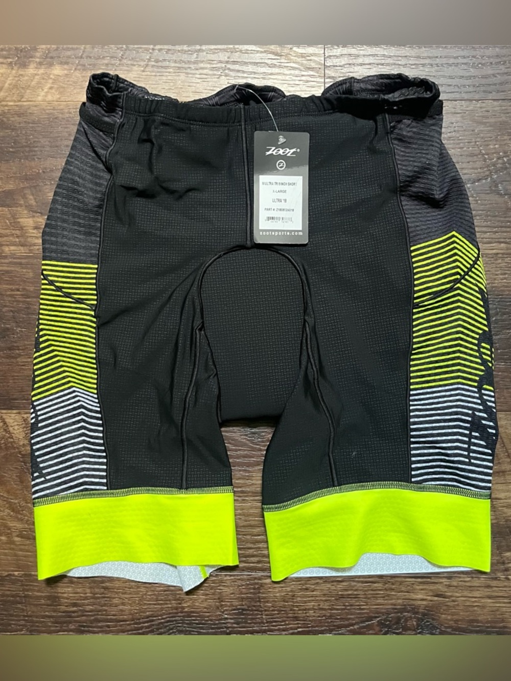 NWT Zoot mens ultra tri 9” cycling shorts padded ultra 18 black neon size XL